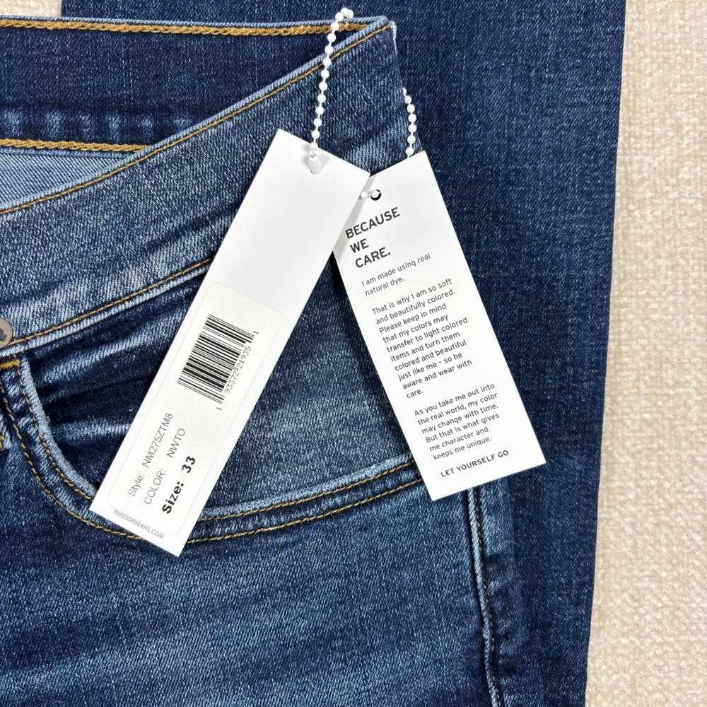 Hudson Blake Slim Straight Mens Jeans Size 33 Dark Indigo Blue NM275ZTM8 NWT - Picture 3 of 7